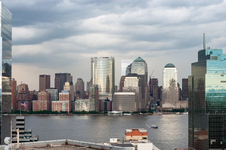 office buildings and towers photographed against an open sky