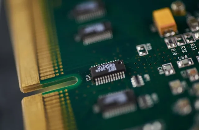 network cables and a circuit board in close view
