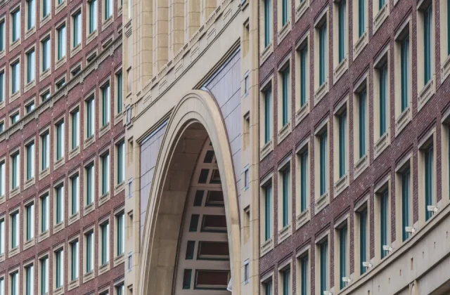 the exterior of a modern office building