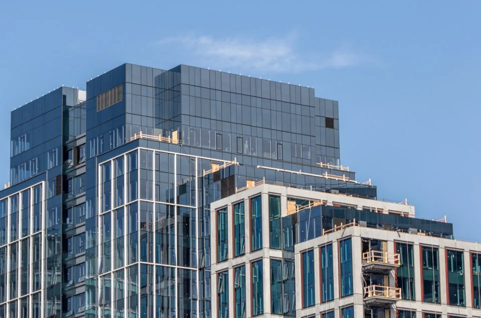 the exterior of a modern office building