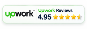 Upwork rating badge showing 4.95 reviews